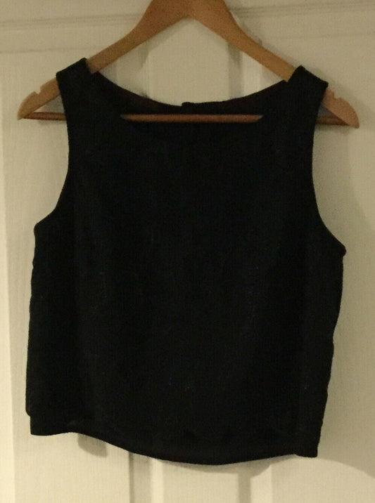 Black Shell Top, Tank Top. Party CHRISTMAS. Chiffon. Buttons To The Back 12