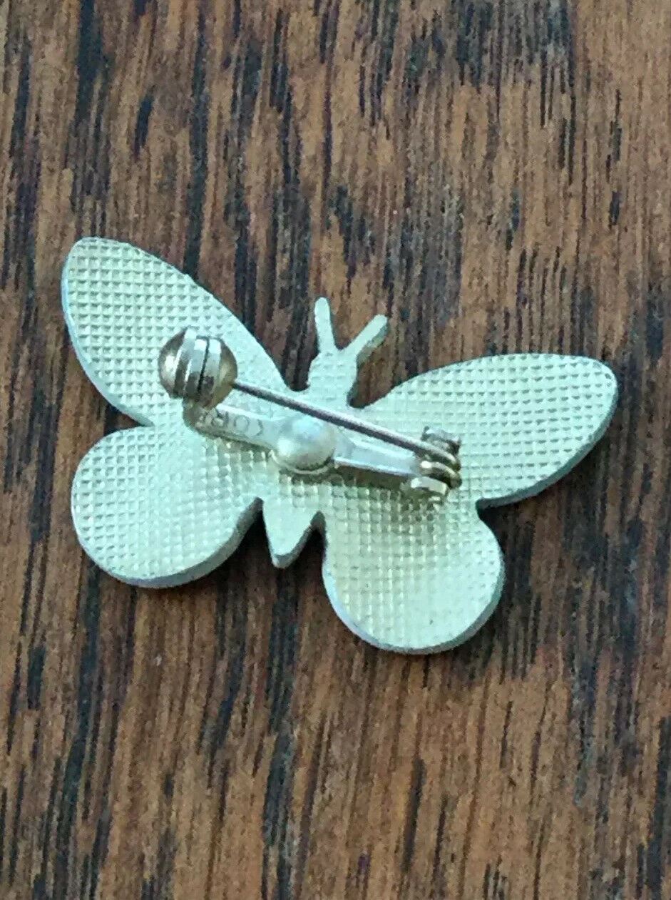 Cute Retro Painted Butterfly Brooch. Bright Colourful Multicoloured. On Metal.