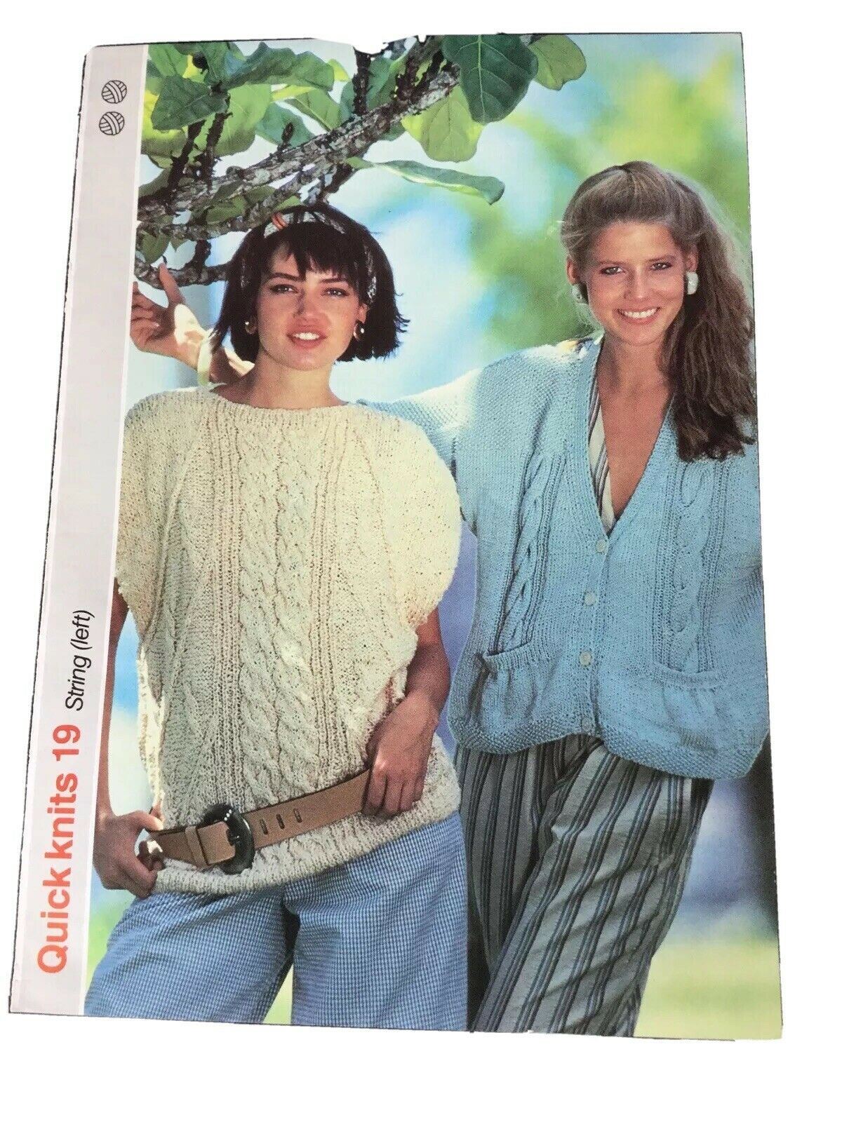 Vintage 1980s Knitting Pattern Quick Knit Sleeveless Top. Womens Cable Knit