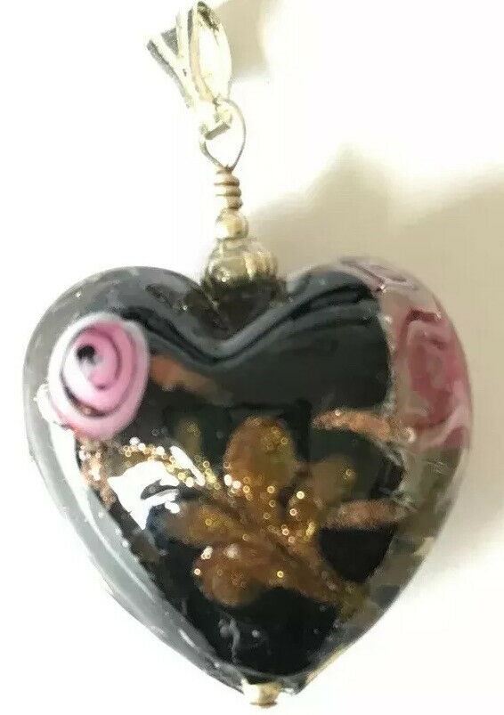 Heart Pendant Coloured Glass With Sterling Silver Fastening, On Plated Chain Valentines Gift