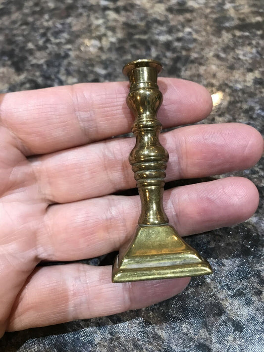 Miniature Brass Candlestick. Vintage. 6cm High. Classic Style.