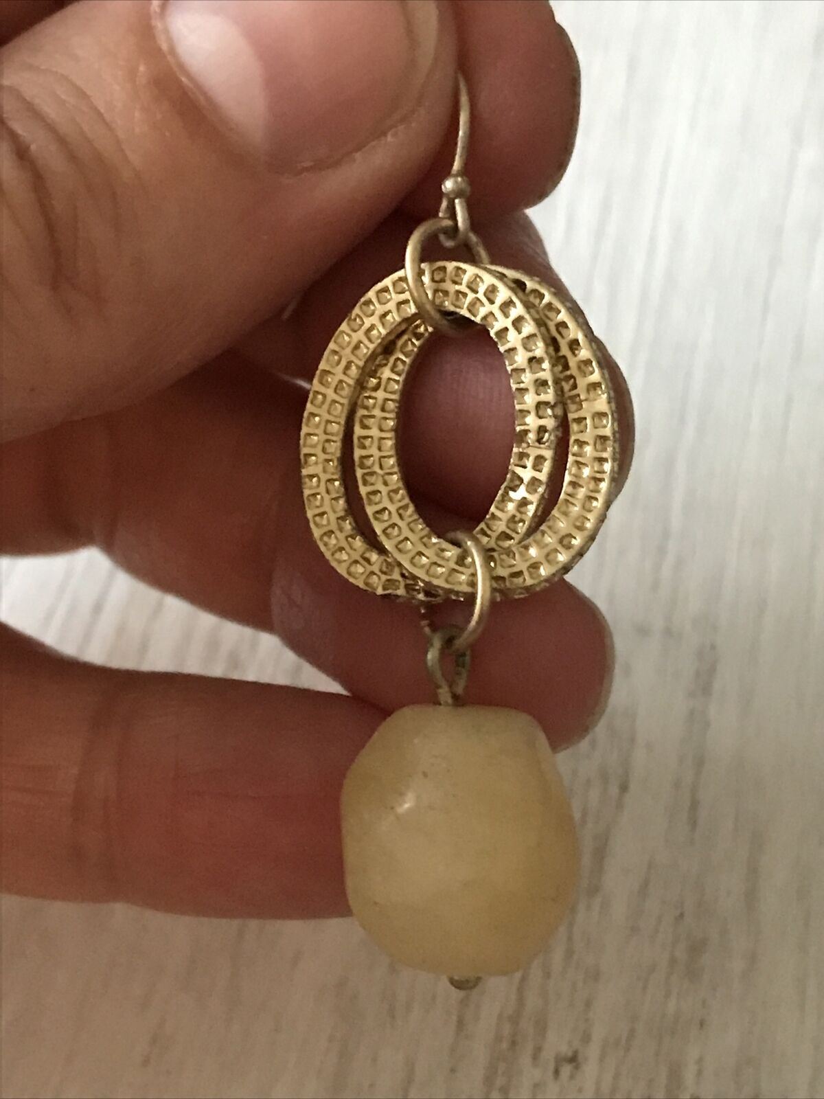 Statement Gold Tone Large Bead Drop Earrings. Dressy. Neutral colours