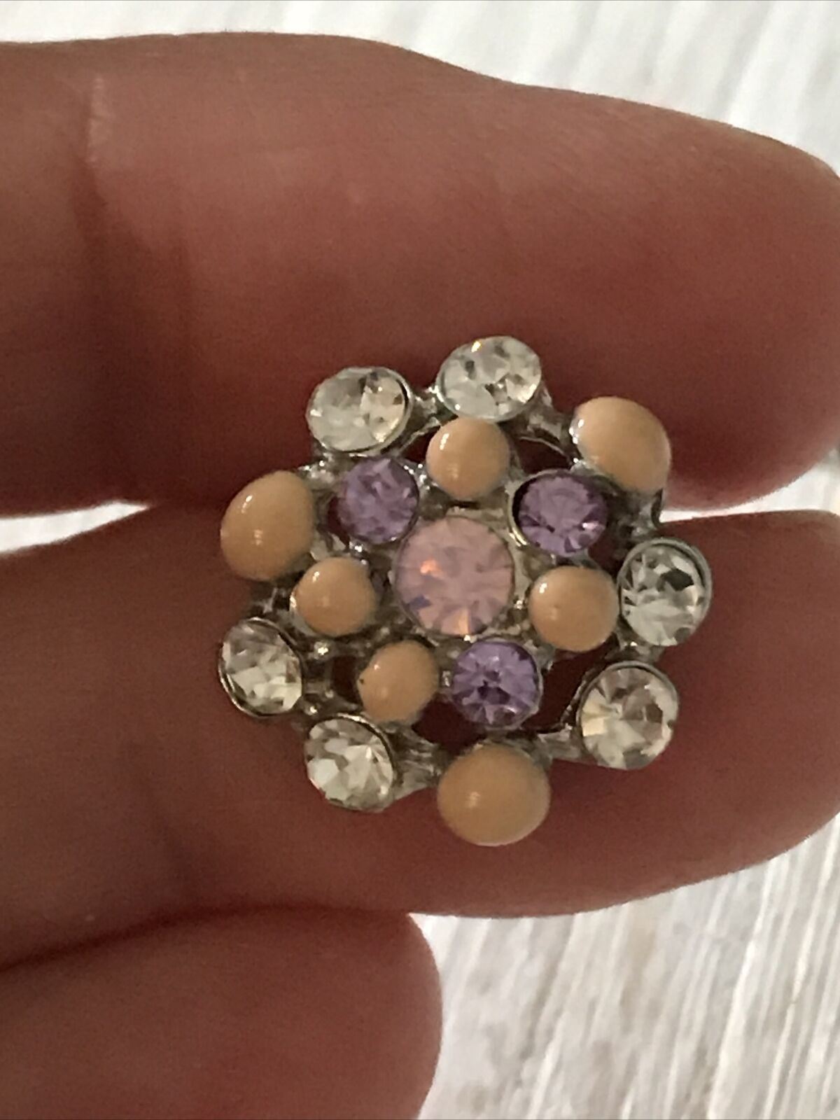 Pretty Cluster Stud Earrings.  Diamante And Pink Stones. Vintage Style. Pretty.