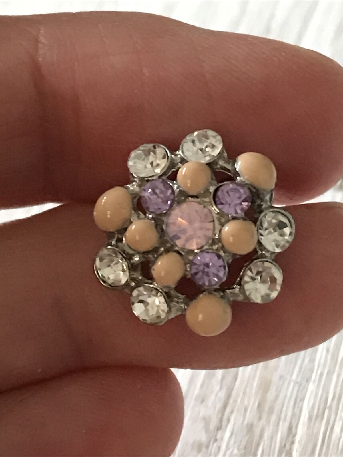 Pretty Cluster Stud Earrings.  Diamante And Pink Stones. Vintage Style. Pretty.