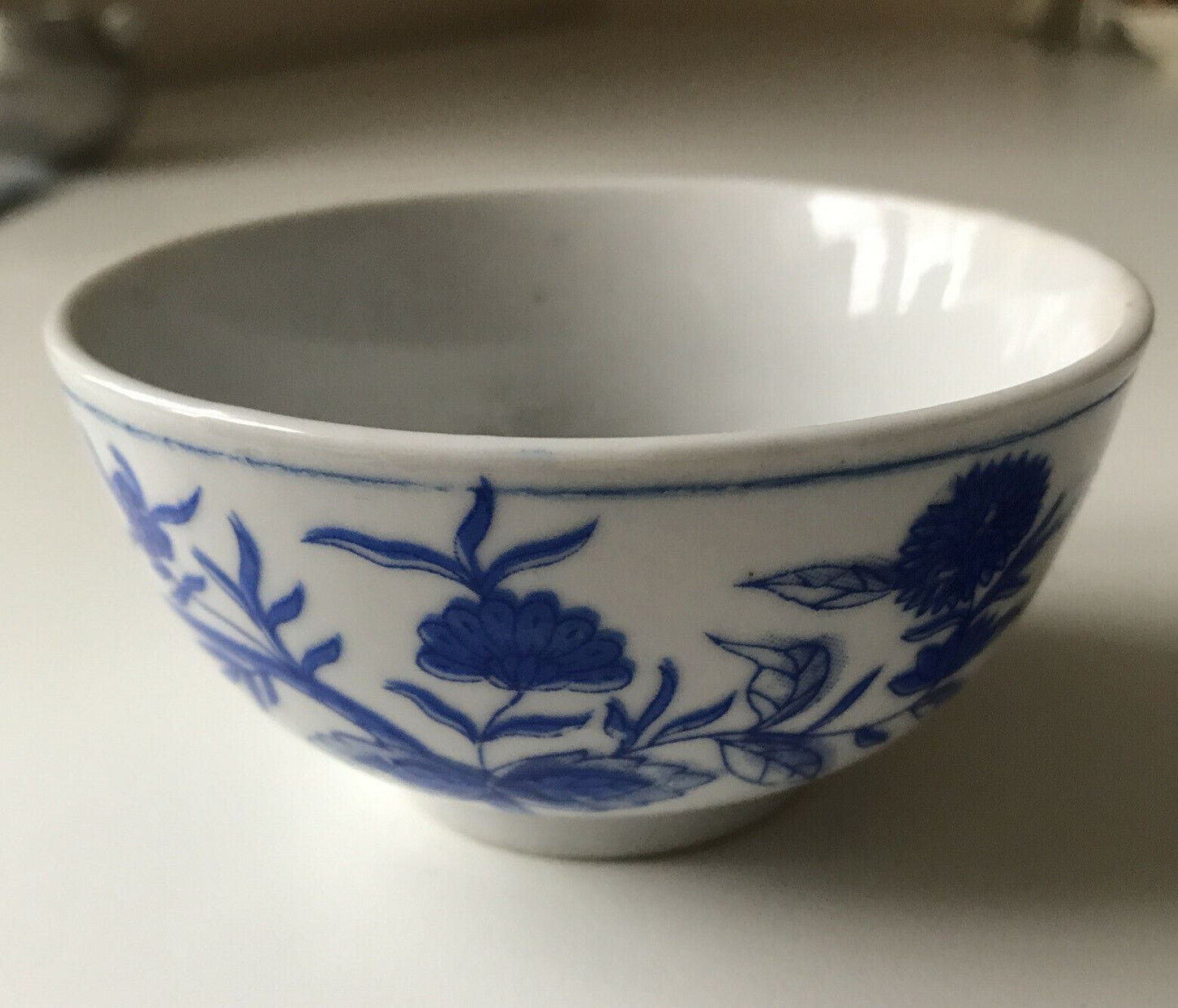 Sweet Little Vintage Trinket Bowl Soap Dish Sugar Bowl. Blue and white china Floral Design