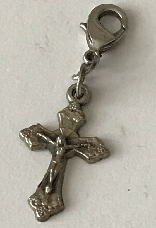 Silver Tone Crucifix Charm Marked Jerusalem On Back.  Catholic. From Pilgrimage?