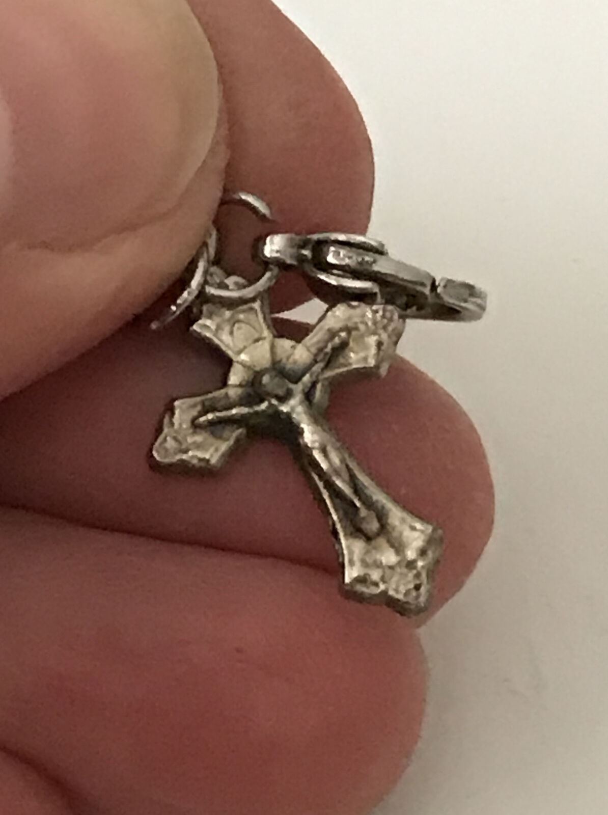 Silver Tone Crucifix Charm Marked Jerusalem On Back.  Catholic. From Pilgrimage?