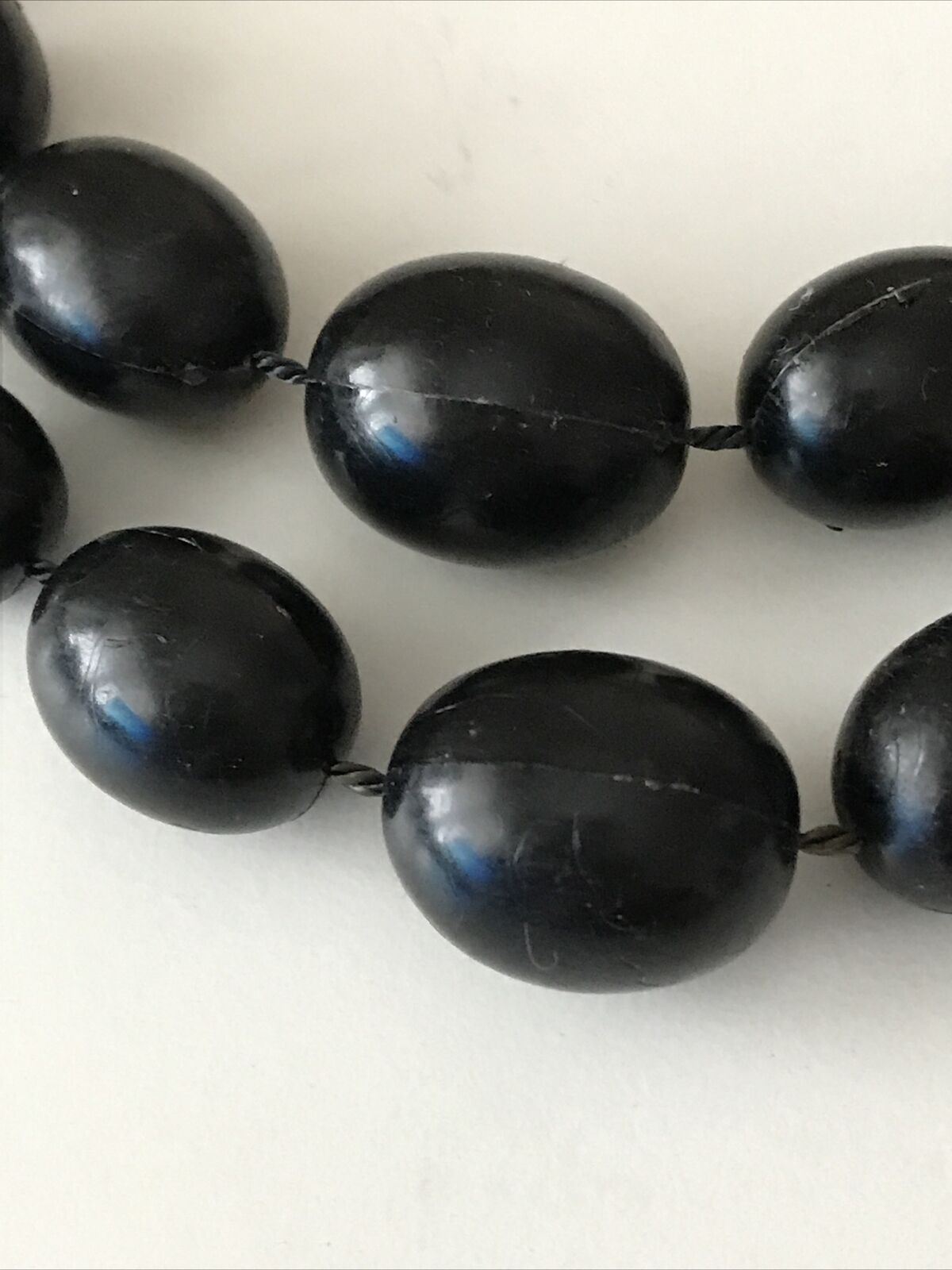 Vintage Classic Double Strand Black Plastic Beads. Graduated. Simple Chic Retro