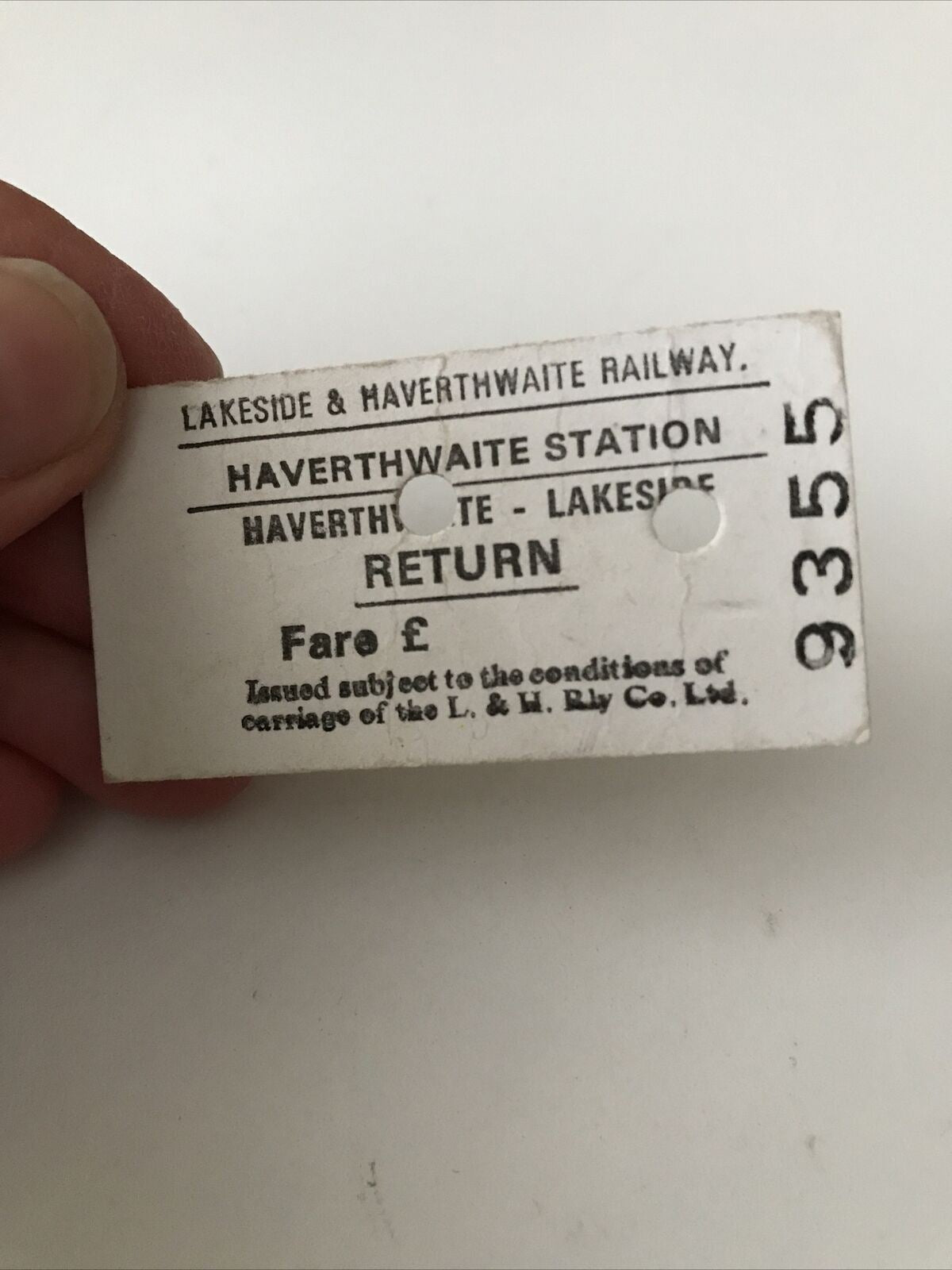Railway Memorabilia Haverthwaite - Lakeside Return Ticket 1993 July 23 1990s