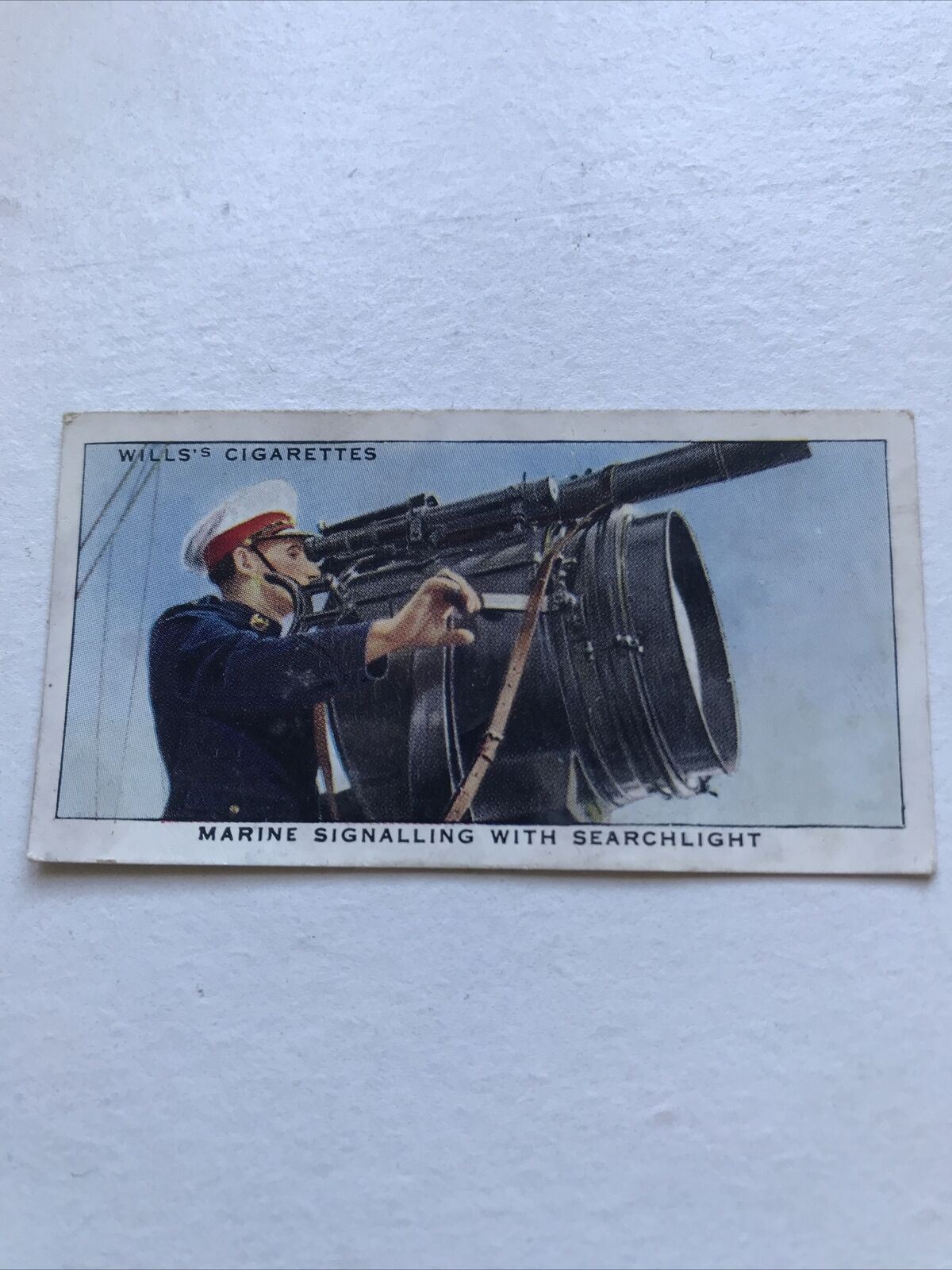 Wills Cigarette Card LIFE IN THE ROYAL NAVY No. 5 Marine Signalling With Searchlight 1939 No 5