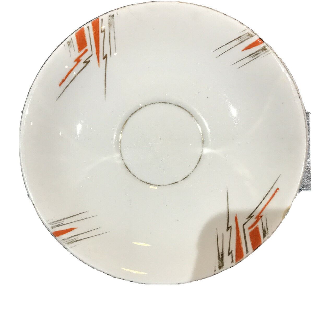 Spare Saucers Salisbury Elsia Design. Orange Art Deco Lightning. Soap Dish