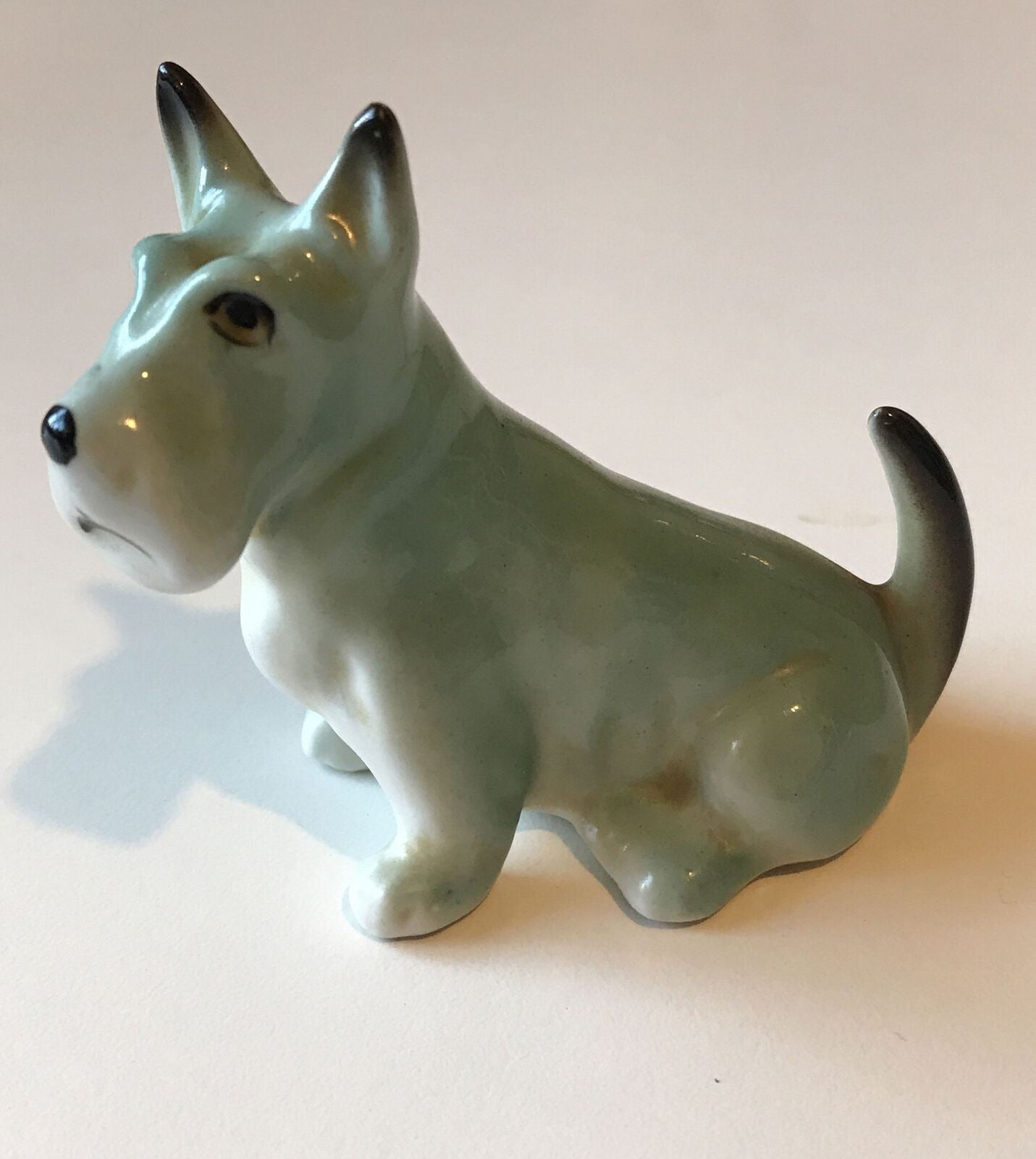 Cairn ? Terrier Dog Ornament Figurine Vintage. Lovely Blue Colour. Sitting.