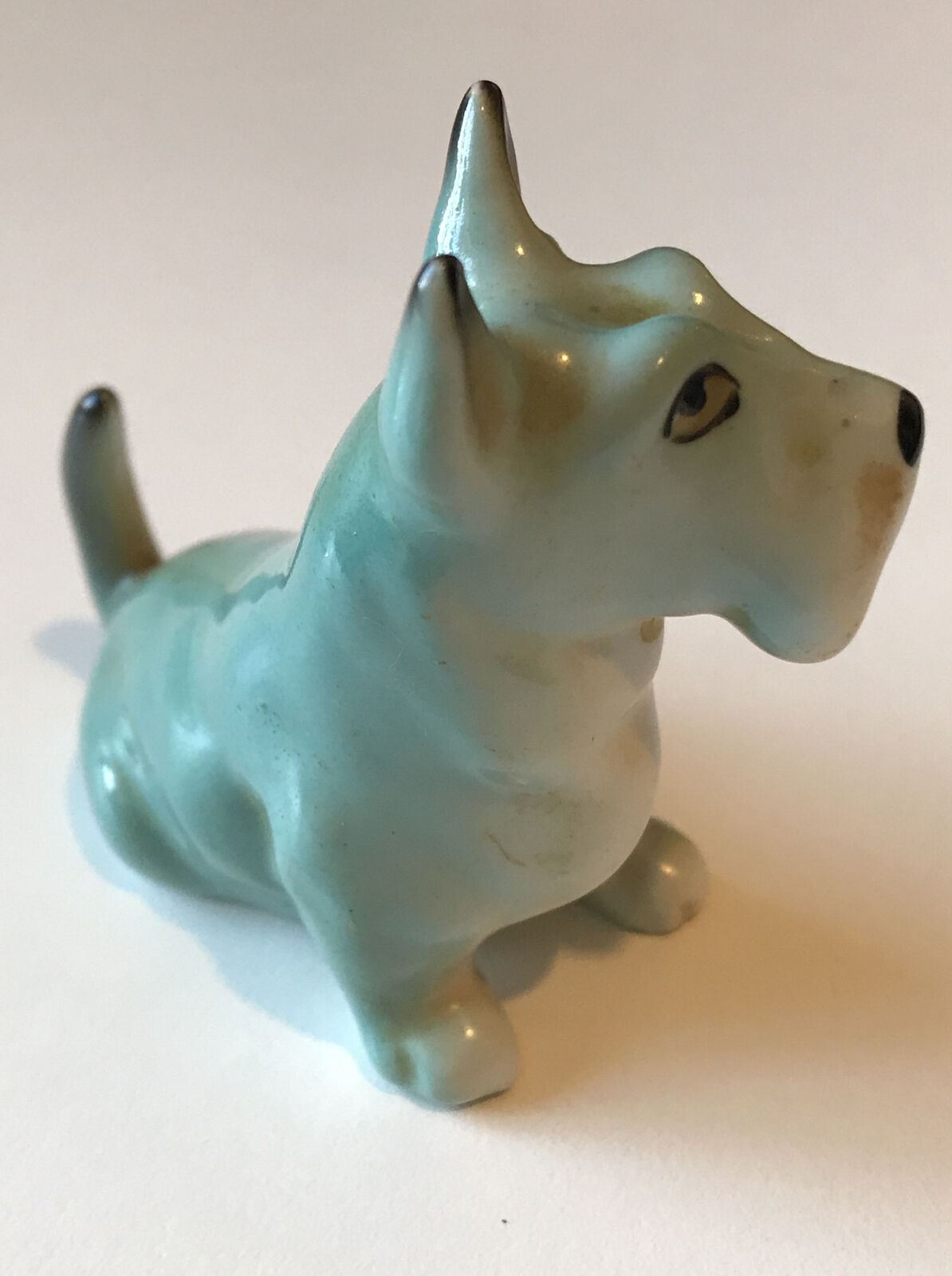 Cairn ? Terrier Dog Ornament Figurine Vintage. Lovely Blue Colour. Sitting.