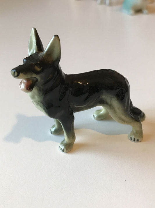 Mini Alsatian German Shepherd Dog Ornament Figurine. Tongue Out! 6cm High.