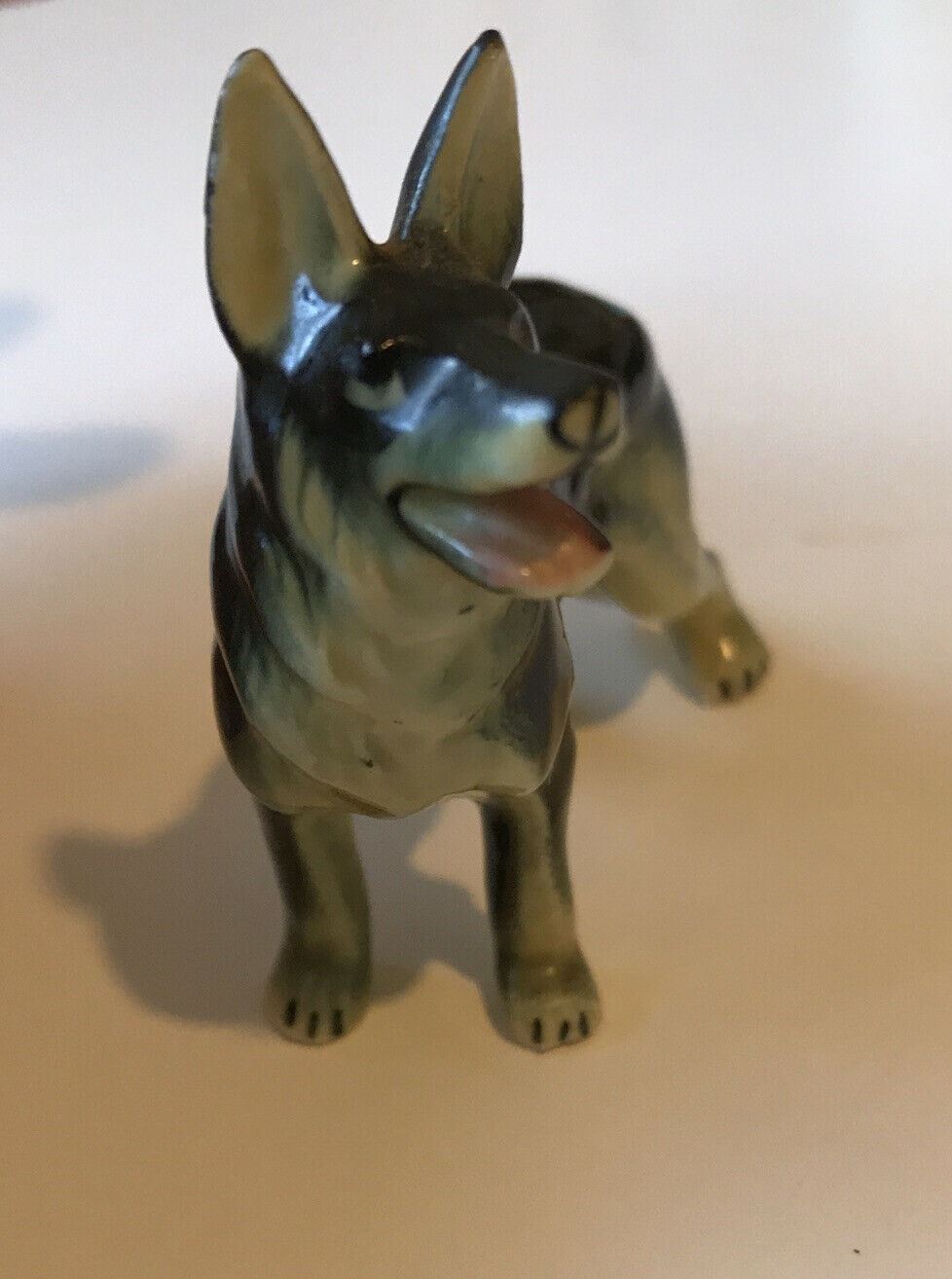 Mini Alsatian German Shepherd Dog Ornament Figurine. Tongue Out! 6cm High.