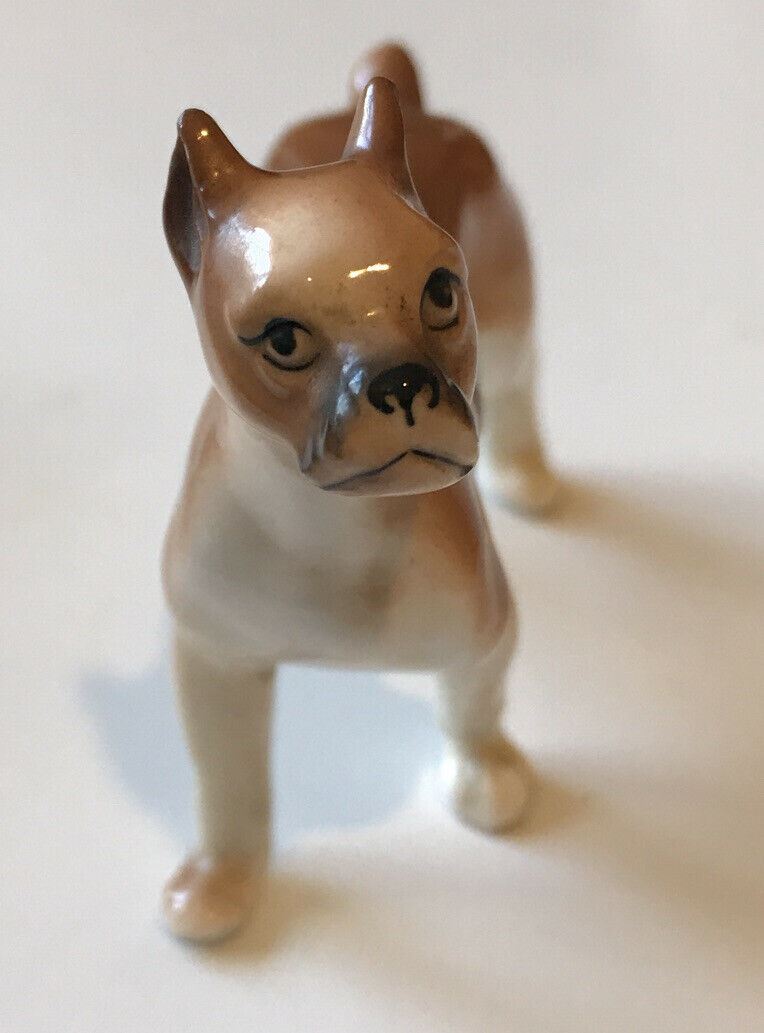 Small Boxer Dog Ornament Figurine. Standing. Approx 6cm. Nice Face.