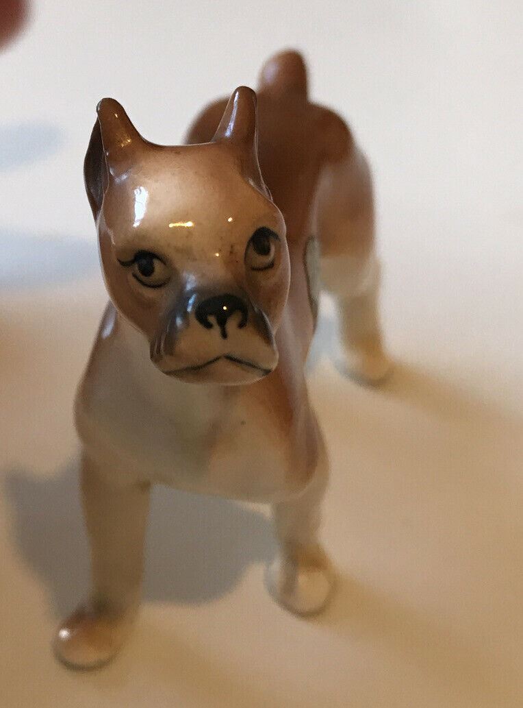 Small Boxer Dog Ornament Figurine. Standing. Approx 6cm. Nice Face.