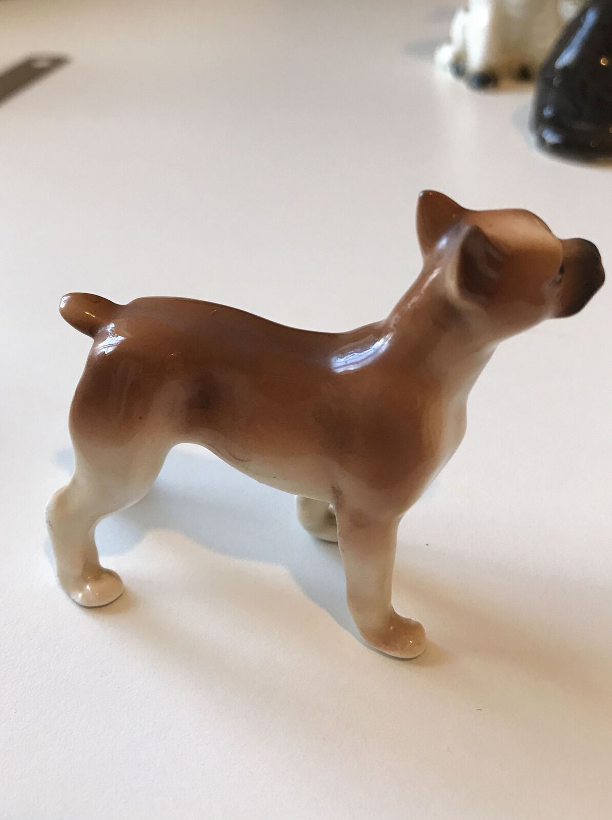 Small Boxer Dog Ornament Figurine. Standing. Approx 6cm. Nice Face.