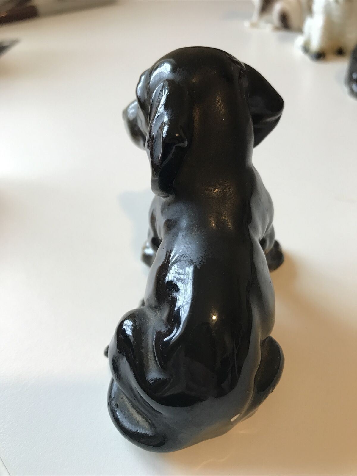 Cute Dog Puppy Ornament Figurine. Black And Tan. Approx 7cm