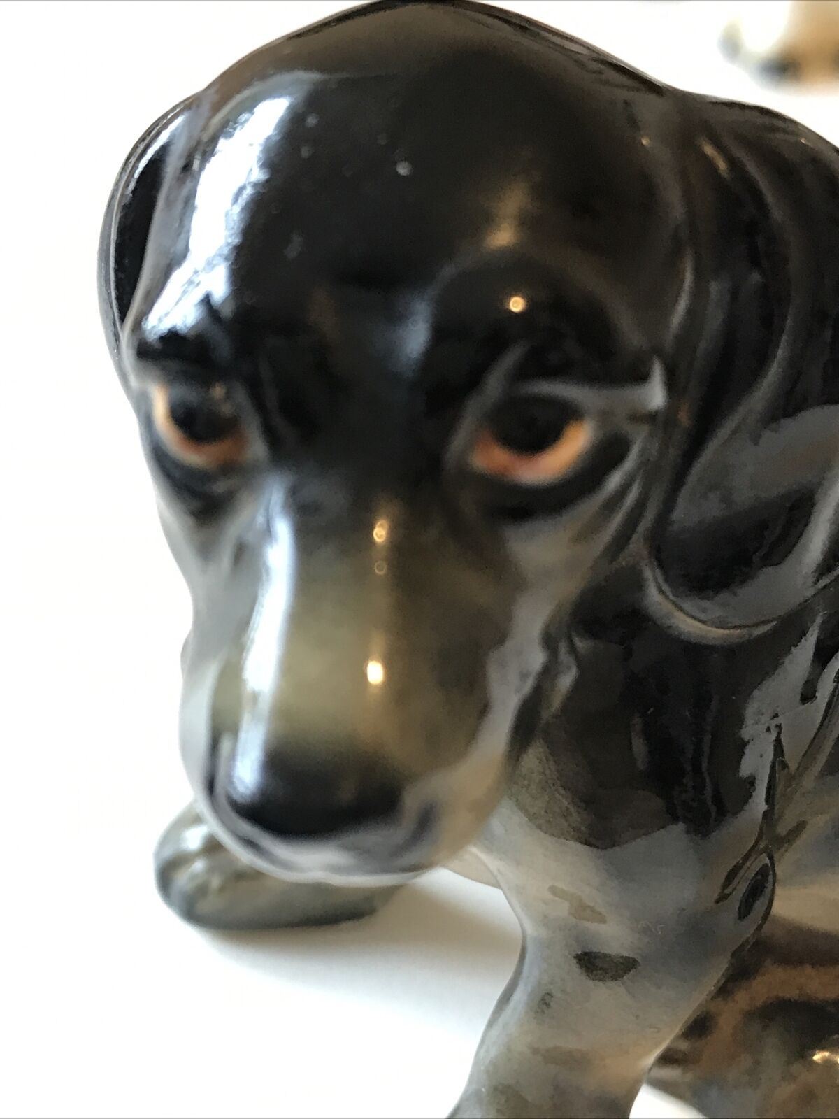 Cute Dog Puppy Ornament Figurine. Black And Tan. Approx 7cm