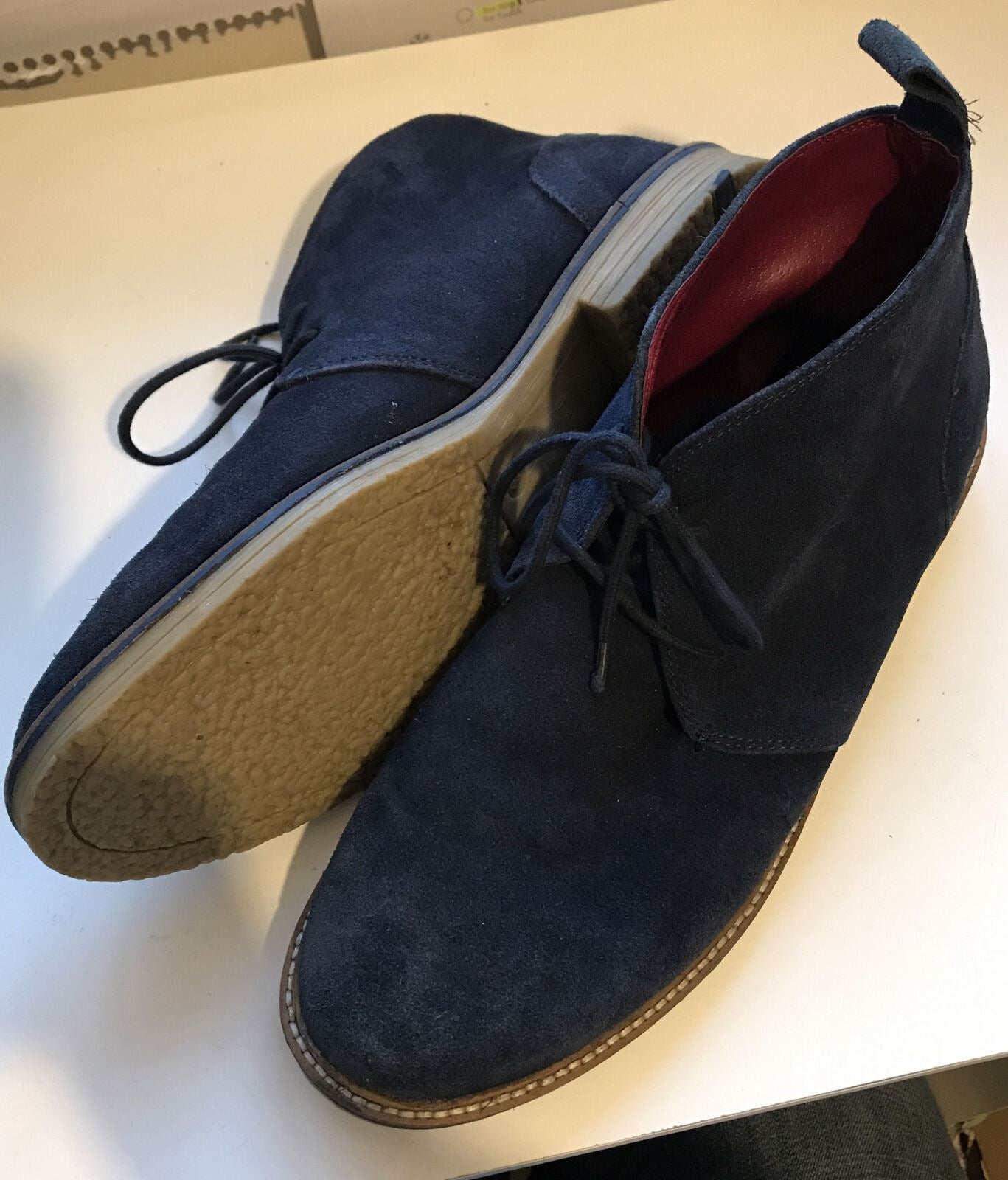 Mens Unsung Hero Navy Blue Suede Mid Boots Shoes UK 9 Euro 43 Desert Boots