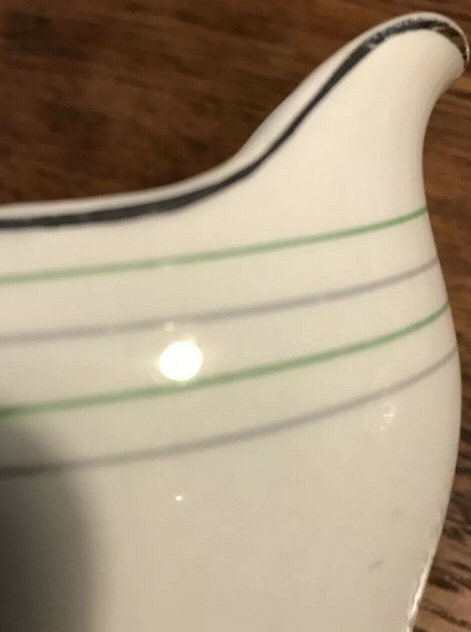 Vintage Retro Midwinter Small Jug. Cream With Green And Gold Stripes. Creamer 1940s 1950s Post War
