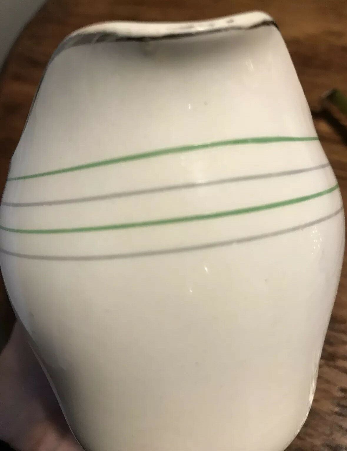 Vintage Retro Midwinter Small Jug. Cream With Green And Gold Stripes. Creamer 1940s 1950s Post War