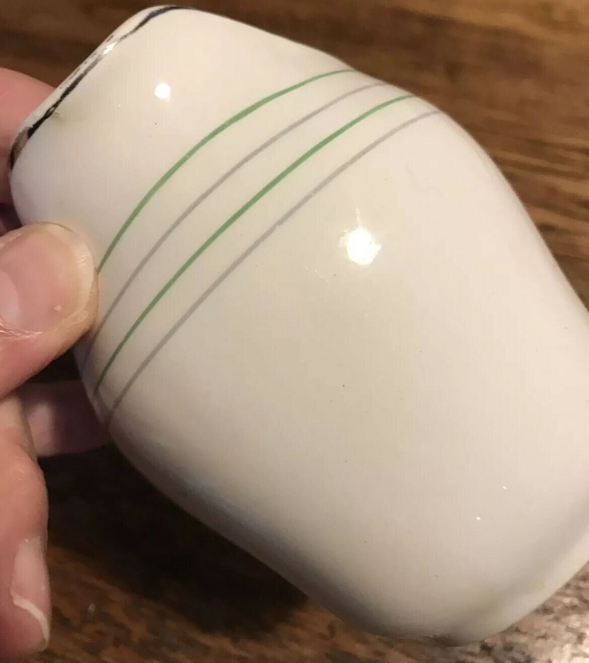 Vintage Retro Midwinter Small Jug. Cream With Green And Gold Stripes. Creamer 1940s 1950s Post War