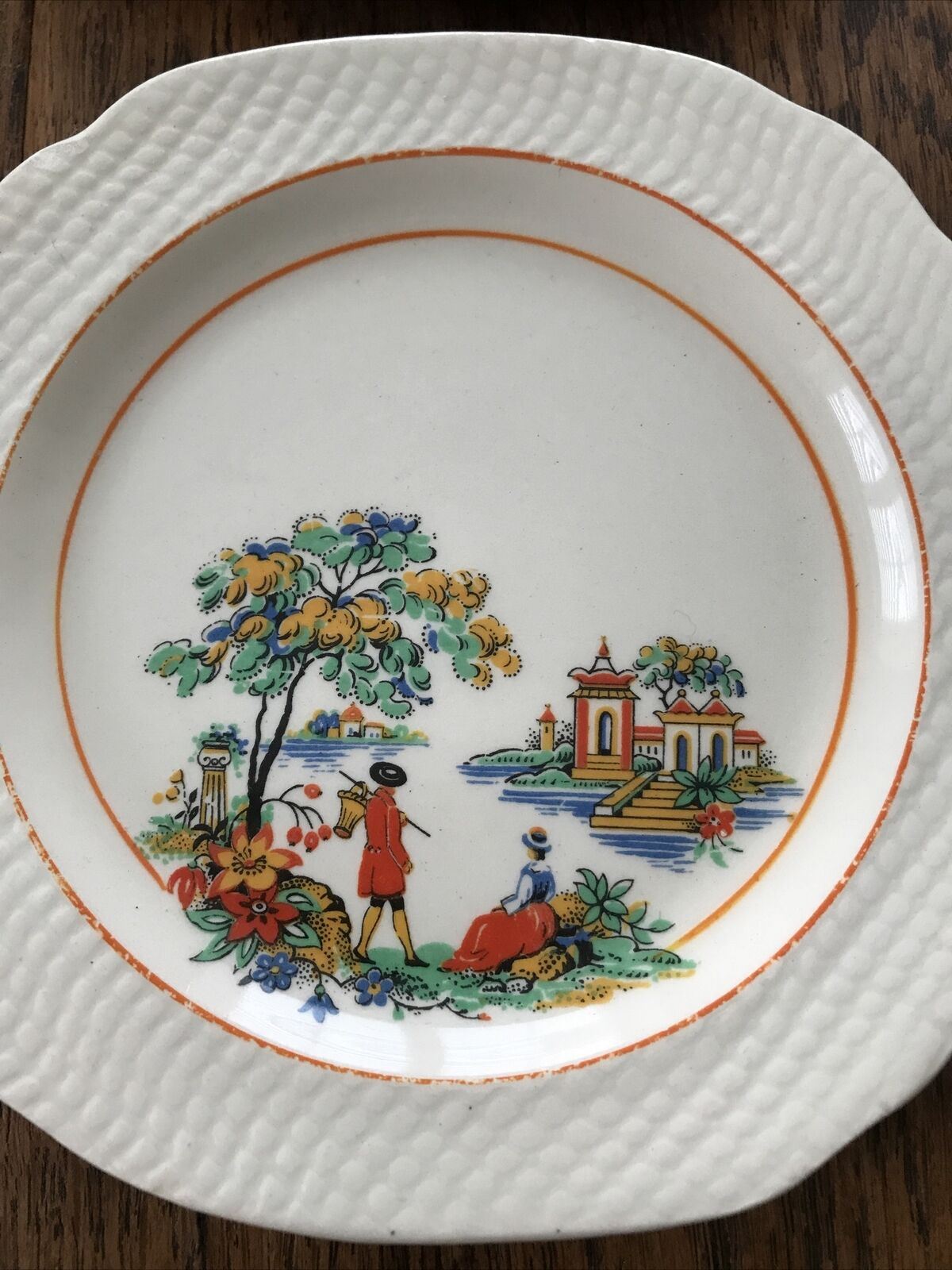 Set Of 6 X Tea Plates Swinnertons Hampton Vintage 30s/40s Art Deco Chinese Scene