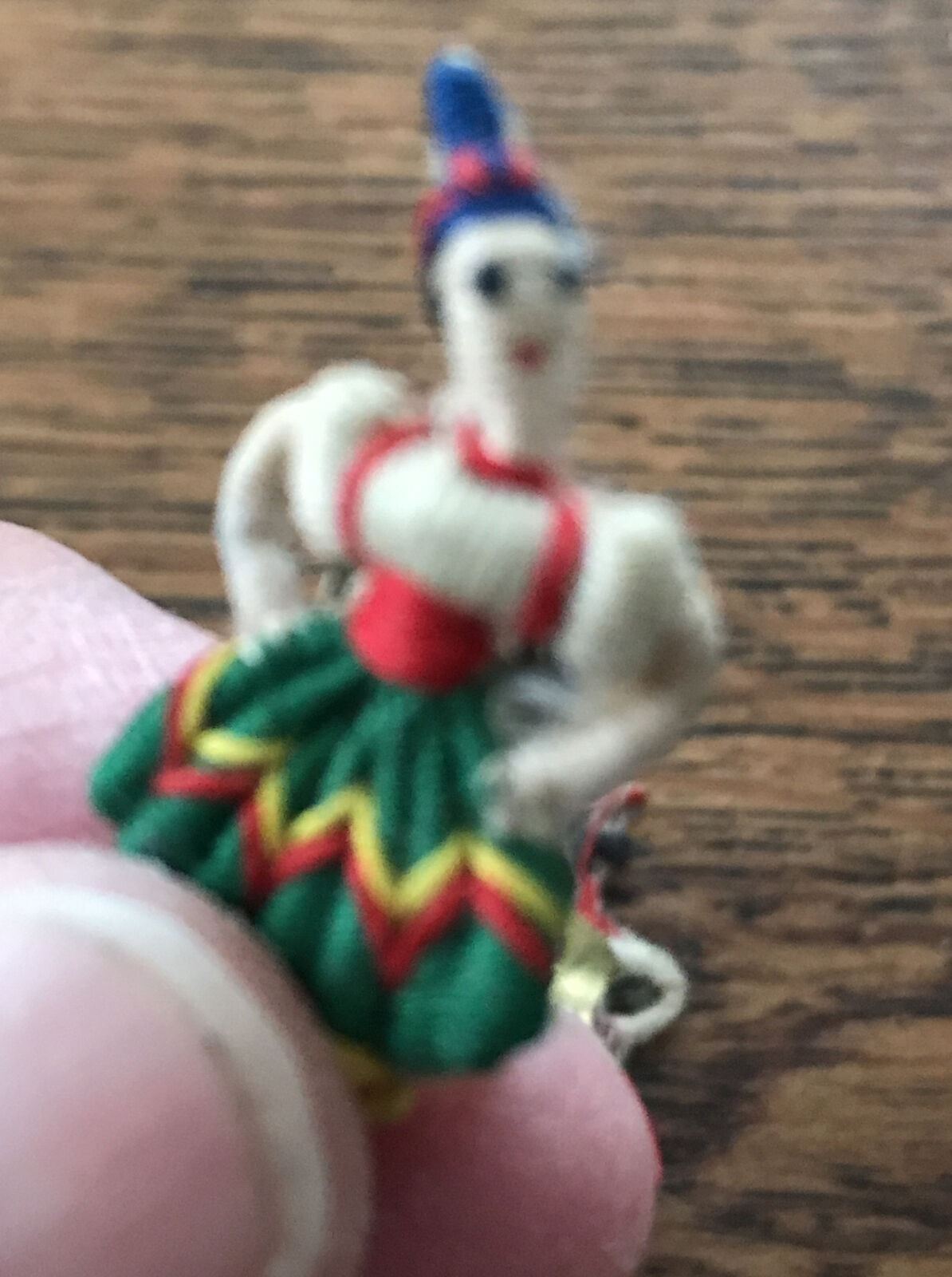 Kitsch Vintage Clip on Earrings Embroidered Guatamalan Worry Dolls south america