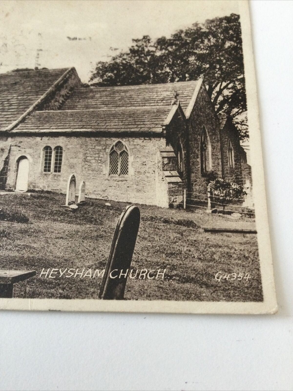 Vintage 1948 Photograph Postcard. Heysham Church 1940s Sepia. 2d George Stamp.