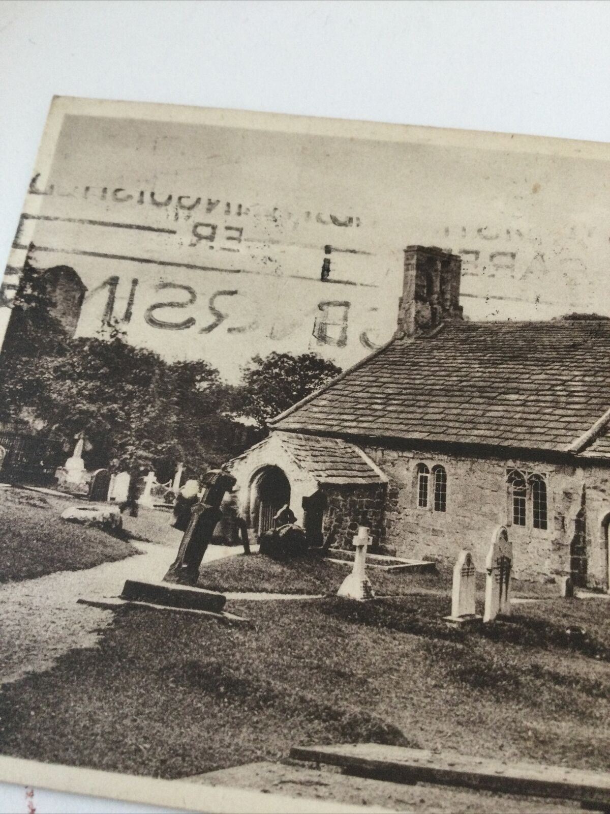 Vintage 1948 Photograph Postcard. Heysham Church 1940s Sepia. 2d George Stamp.