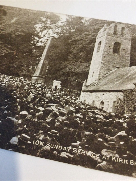 Vintage KIRK BRADDAN CHURCH ISLE OF MAN  Early Twentieth Century Postcard. Sepia