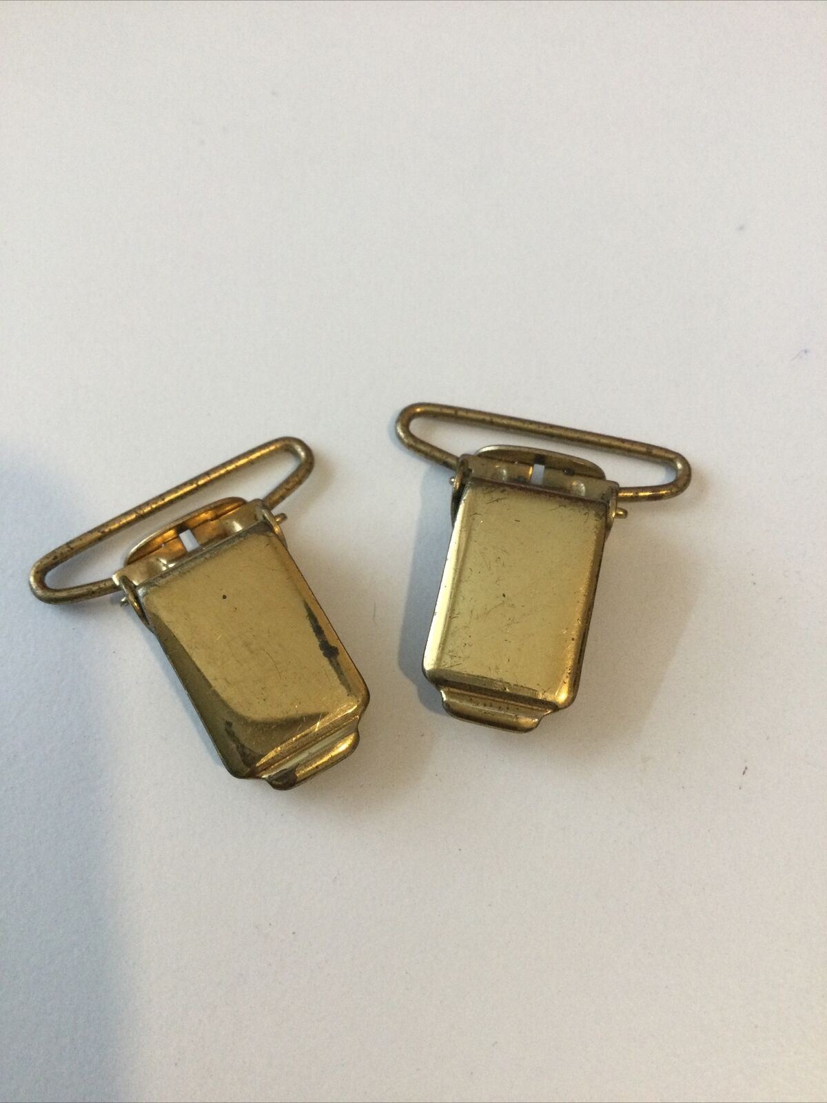 Pair Of Vintage Gold Tone Brace Buckles. In Working Order.