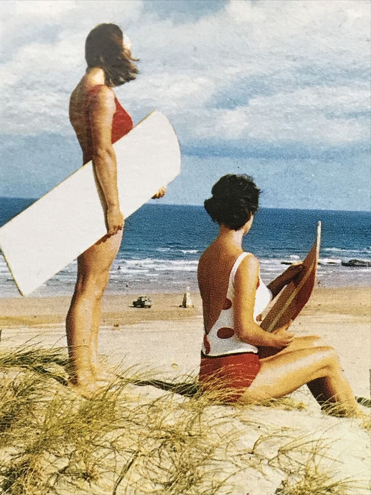 Vintage Postcard Greetings From Perranporth. Beach Cliffs Summer Holidays