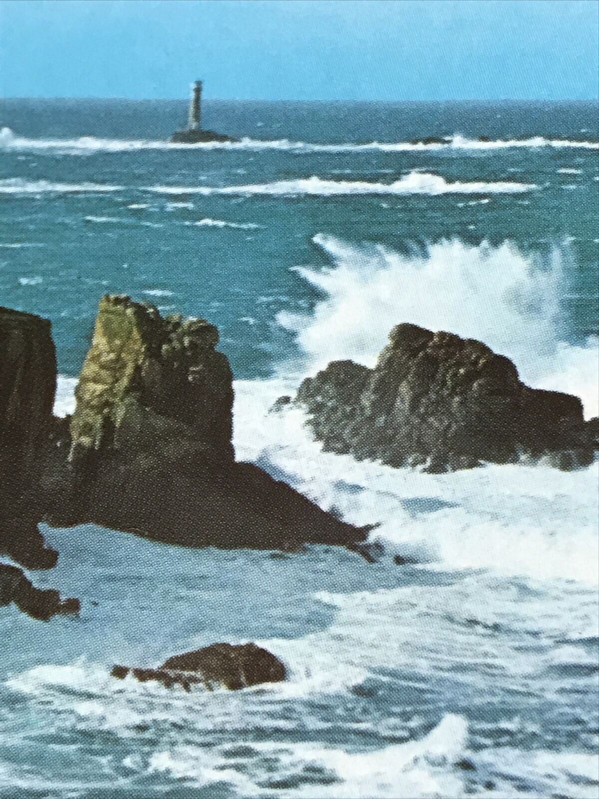 Postcard Lands End Cornwall Cliff Lighthouse Seascape Murray King Crashing Waves