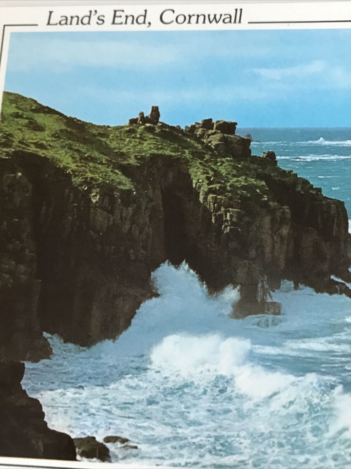 Postcard Lands End Cornwall Cliff Lighthouse Seascape Murray King Crashing Waves