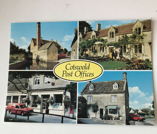 Vintage Postcard Cotswold Post Offices Royal Mail Villages Lower Slaughter Bibur