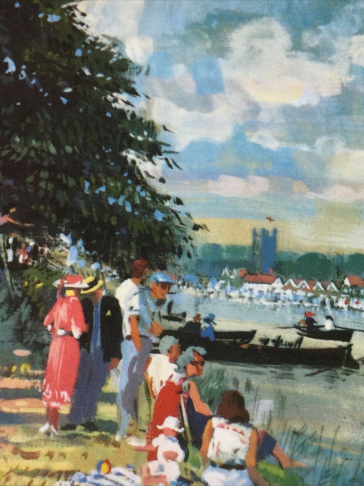 Postcard Impressionist Painting Summer Afternoon Henley Robert King Thames Scene