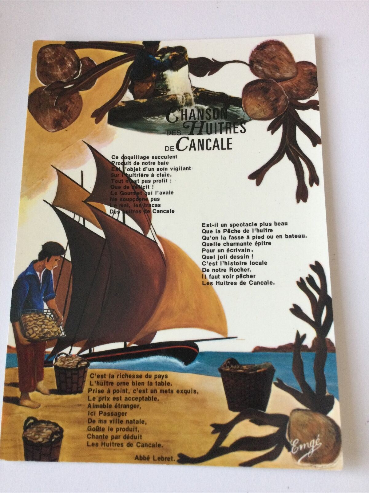 Postcard Chanson Des Huitres De Cancale Brittany Emerald Coast Fishing Beach