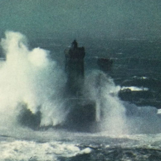 Vintage Postcard - Mexichrome - Brittany Lighthouse - Stormy Sea Crashing Waves - Iris Jos