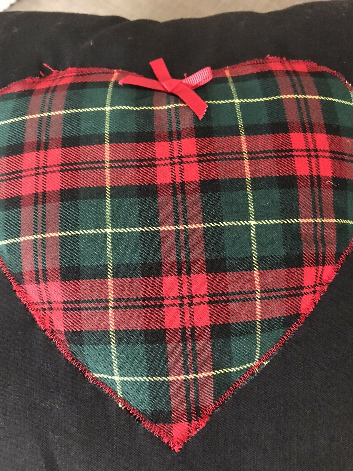 3 x Festive Tartan Christmas Cushions Pom Poms Mistletoe Poinsettia Handmade