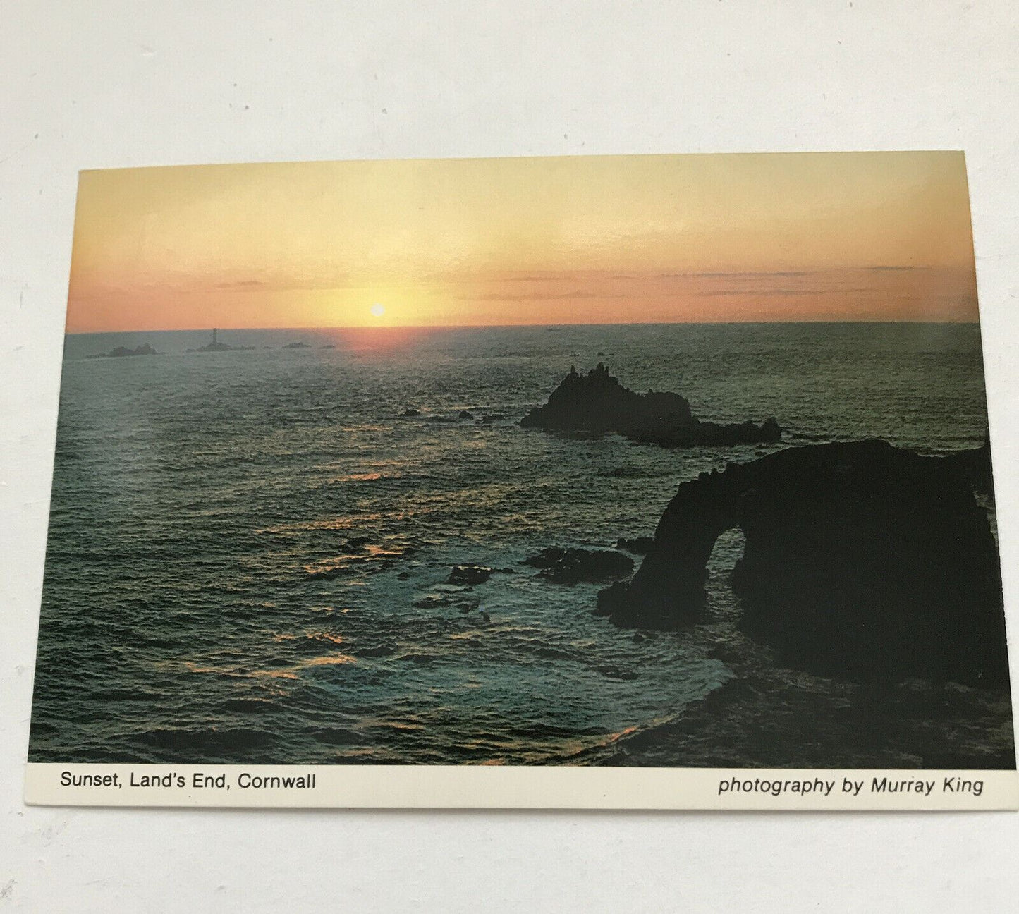 Postcard Sunset Lands End Cornwall Seascape Rocks Murray King Cornish Cliffs