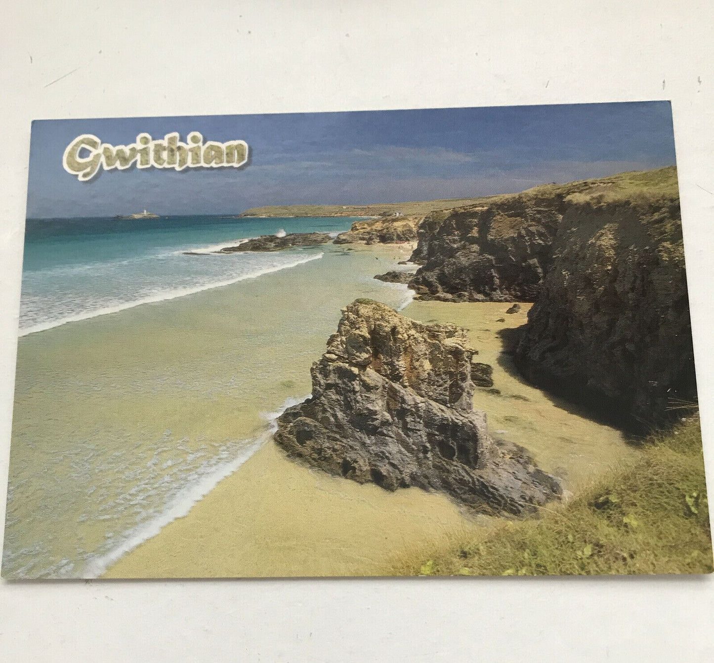 Postcard Gwithian Beach Hayle Towans West Penwith Cornwall Cliffs Beach Sea