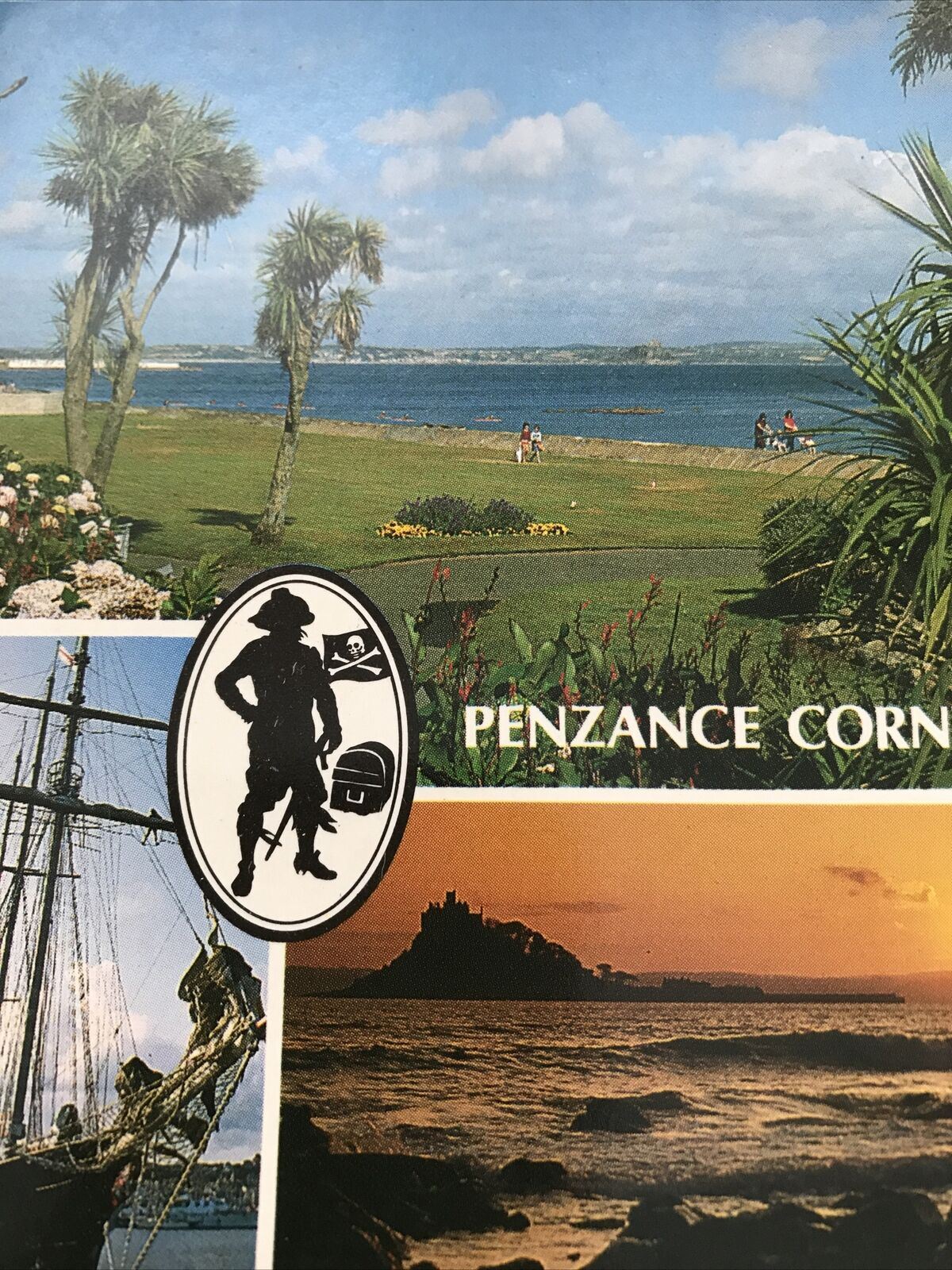 Postcard Penzance Cornwall Pirates Seascape Lighthouse Harbour Boats Night Time