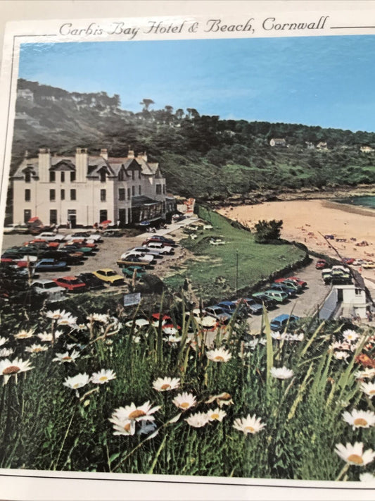 Postcard Carbis Bay Hotel & Beach St Ives Cornwall Sea Beach Hills Cliffs