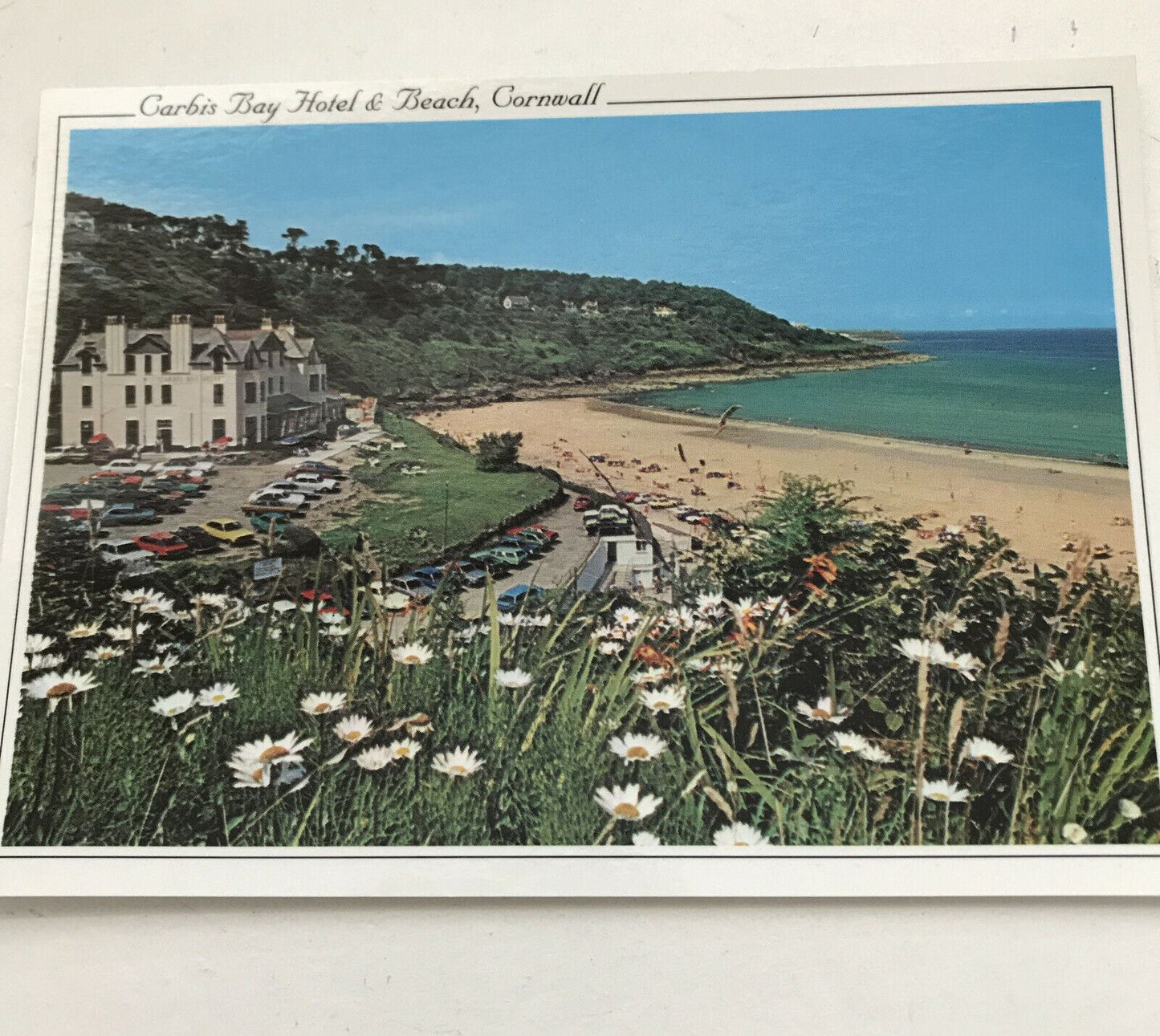 Postcard Carbis Bay Hotel & Beach St Ives Cornwall Sea Beach Hills Cliffs