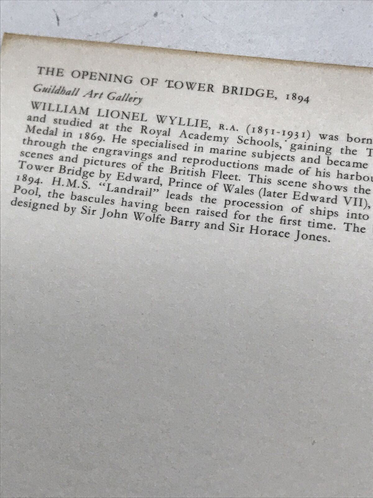 Picture Postcard London, The Opening Of Tower Bridge, William Lionel Wyllie