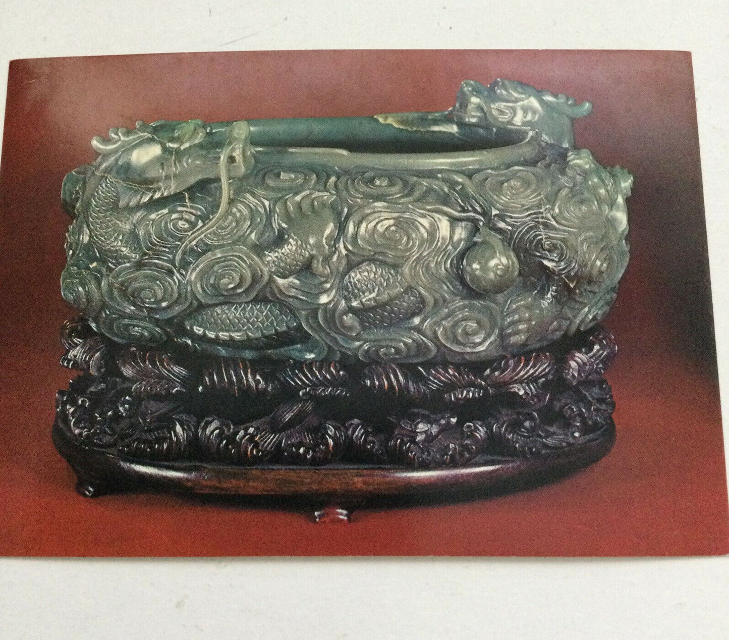 Art Postcard Ch’ing Dynasty China Large Oval Jade Bowl. Gulbenkian Museum 1769