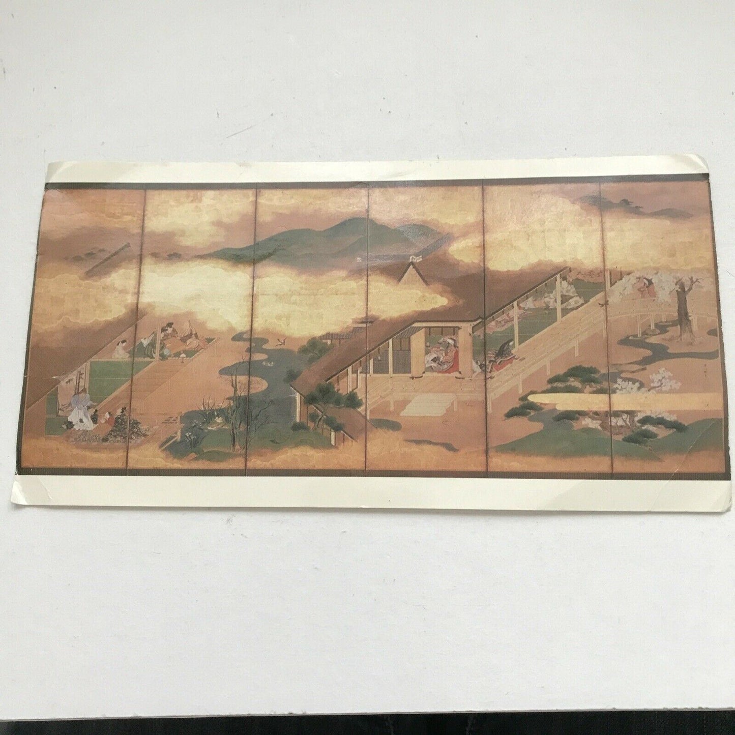 Vintage Postcard 1981 The Great Japan Exhibition R.A. Hanabusa Itcho Screen